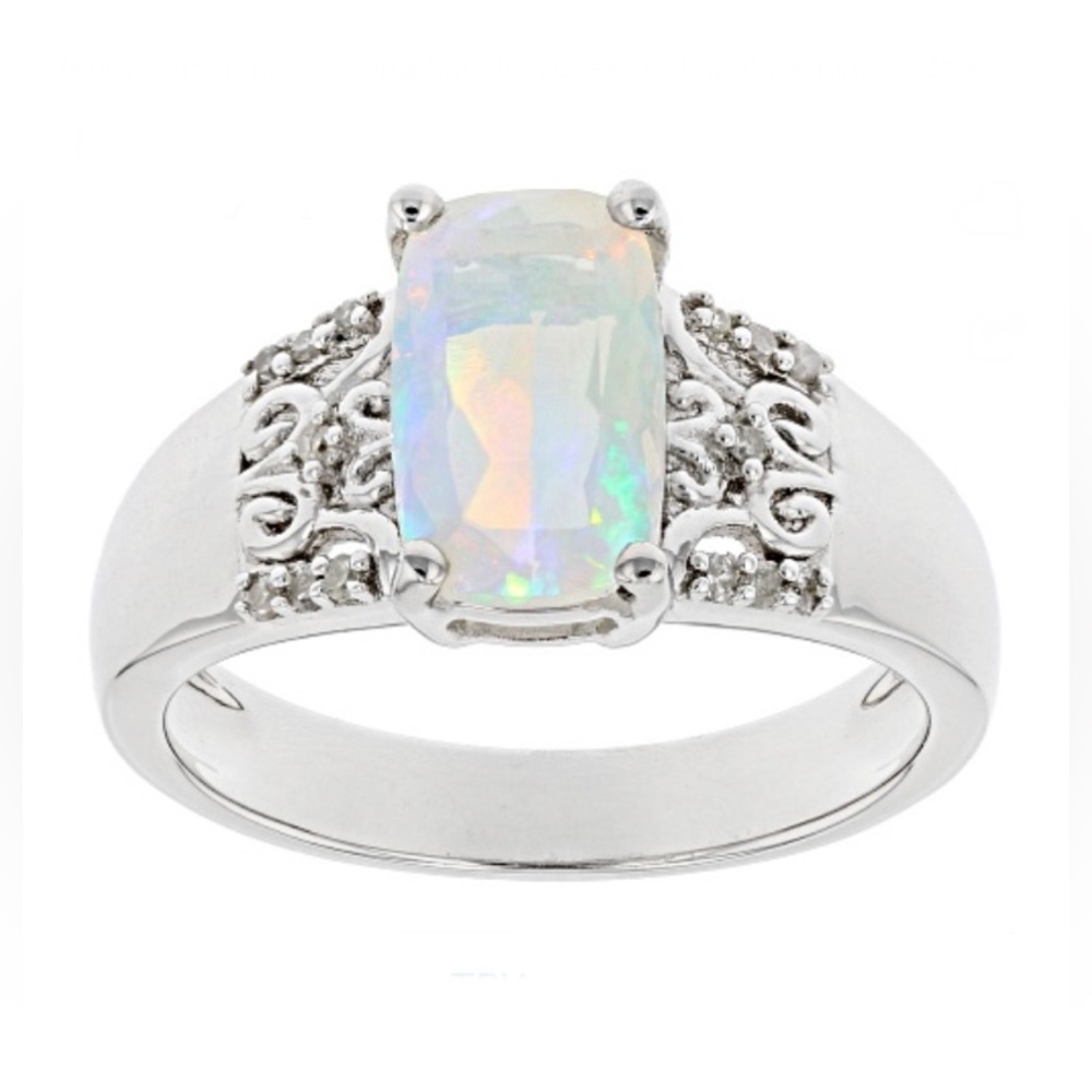 Multi-Color Ethiopian Opal Rhodium Over Sterling Silver Ring 1.22ctw